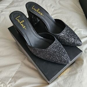 Lulu's Glittery Black Heels